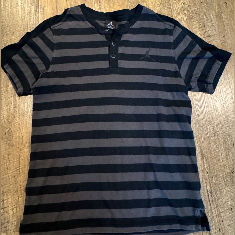 Jordan Black and Gray Striped Men's Shirt